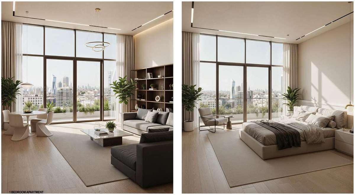 Entrance lobby, bedroom and living rooms